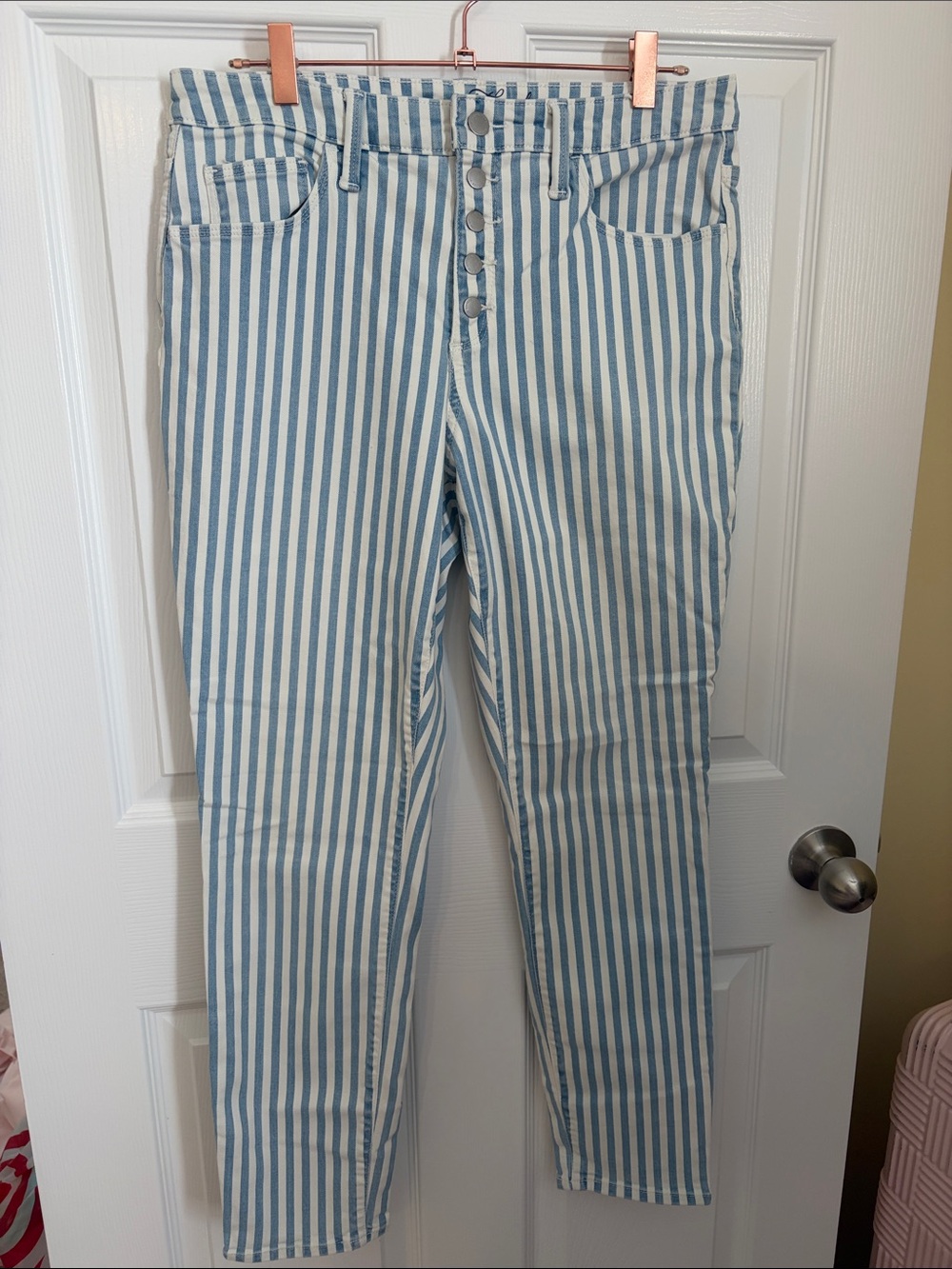 Universal Thread Blue and White Striped Skinny Jeans